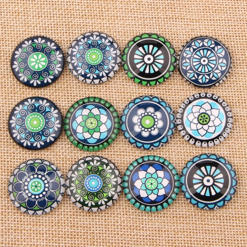 onwear handmade flatback mix symmetric pattern round cabochon 12mm 20mm 25mm glass dome diy hair clip jewelry findings