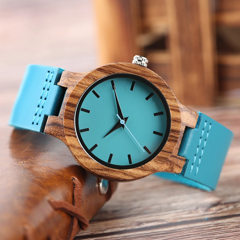 A My Mum-orologi in legno incisi orologio da polso di lusso orologio da donna orologi al quarzo automatici orologi blu turchese in confezione regalo