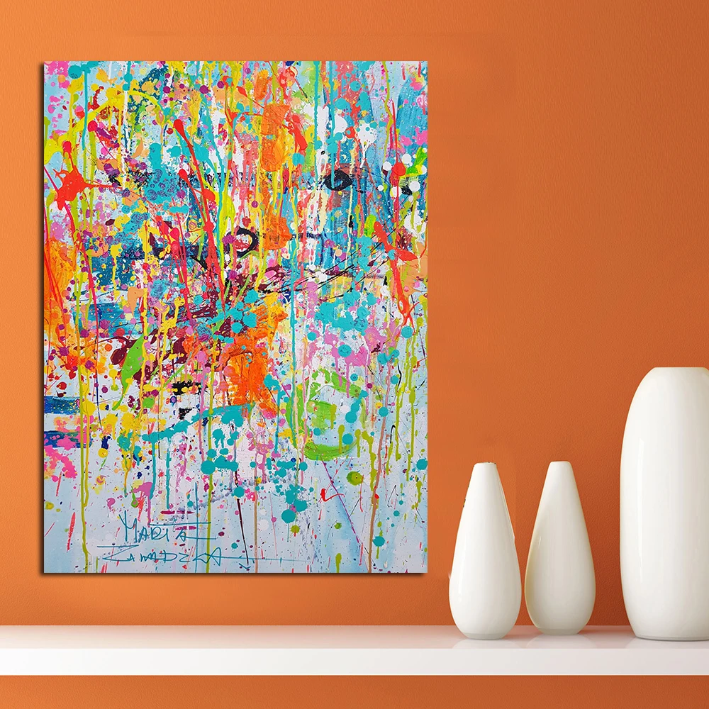 100% hand painted abstract Oil Painting Colorful Wall Pictures for Living Room no Framed Home Decor Canvas Art Posters and Paint