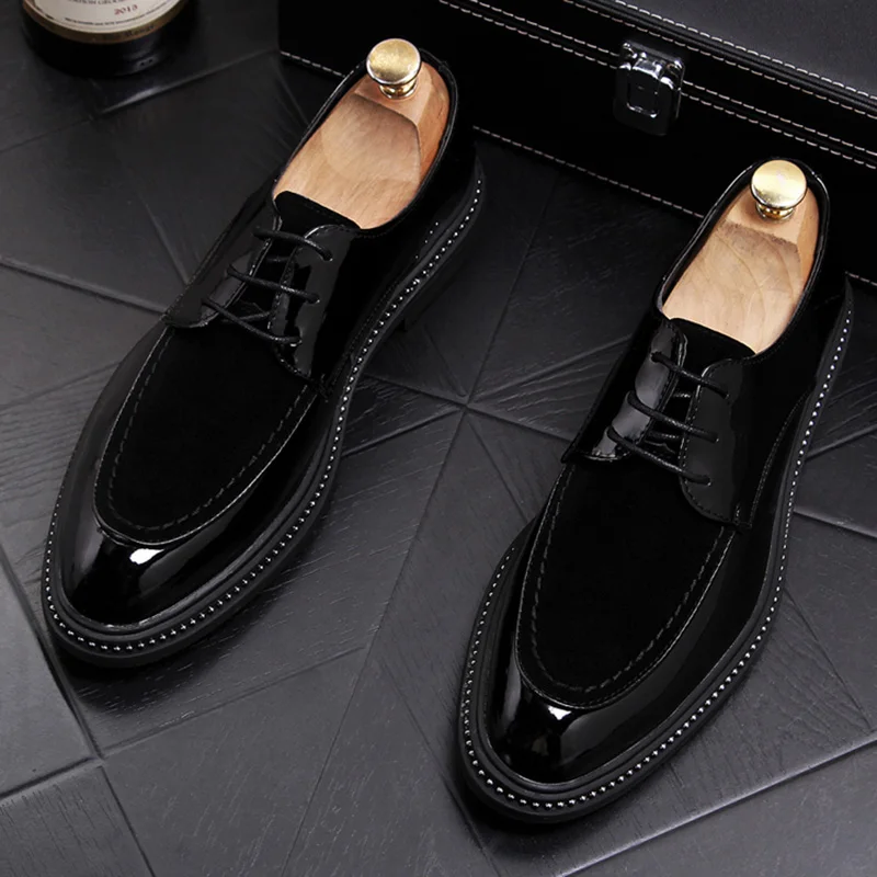 British fashion design men business office formal dress black genuine leather shoes platform gentleman shoe comfortable sneakers