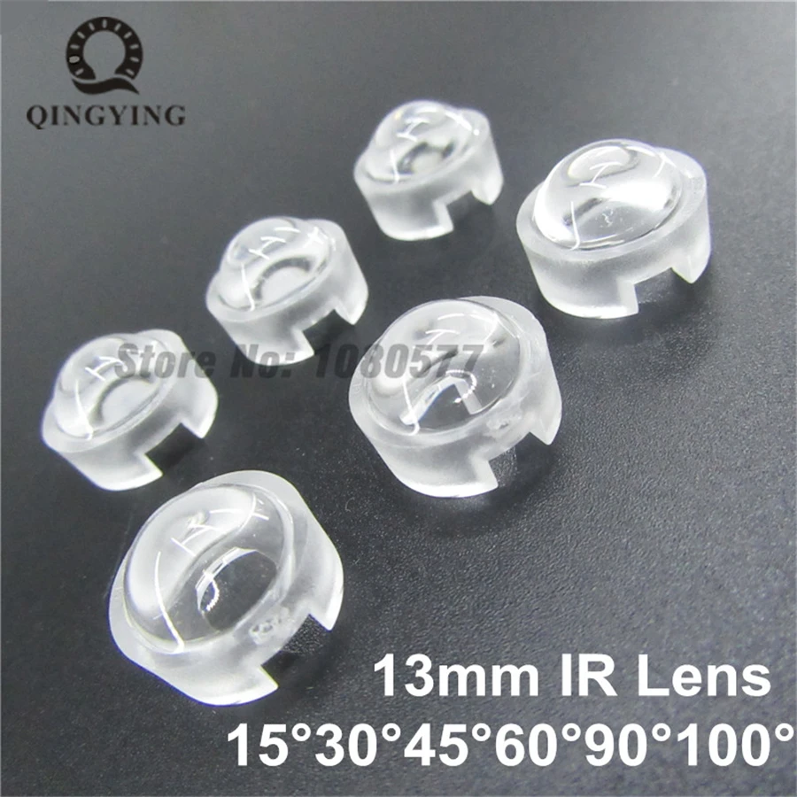 10pcs 13mm mini IR Lens 15 30 45 60 90 100 Degree Needn\'t Holder For 1W 3W 5W High Power LED Diode Convex Reflector Collimator