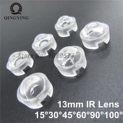 10 sztuk 13mm mini IR obiektyw 15 30 45 60 90 100 stopni nie potrzeba uchwyt na 1W 3W 5W wysokiej dioda led dużej mocy dioda wypukły reflektor kolimator