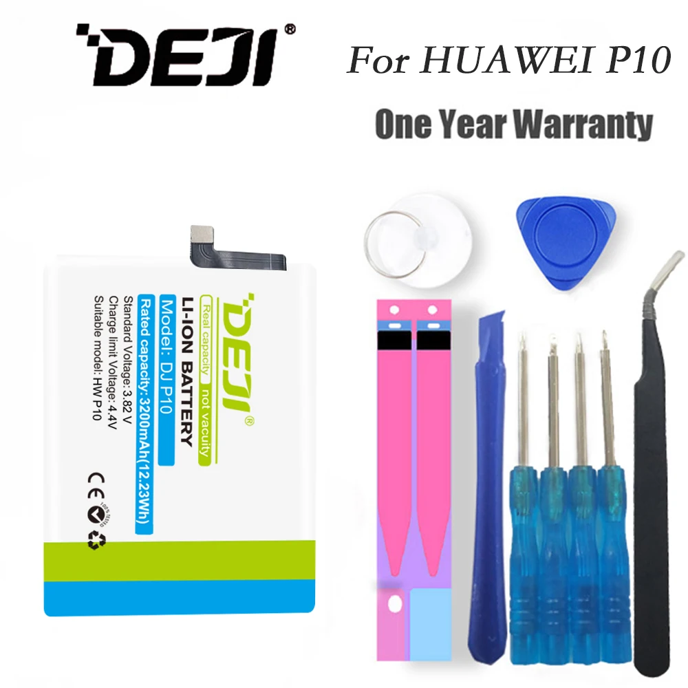 DEJI For HUAWEI P10 Battery Real Capacity 3200mAh Internal Bateria Replacement High Quality With Free Tool Kit