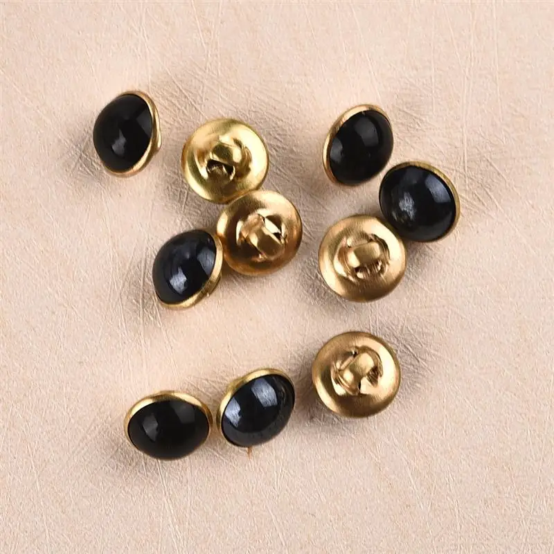 Botones de vástago de perlas de Color blanco y negro, parte trasera de Metal, 10mm de diámetro, botones de costura para ropa, vestido, decoración DIY, 50 piezas por juego