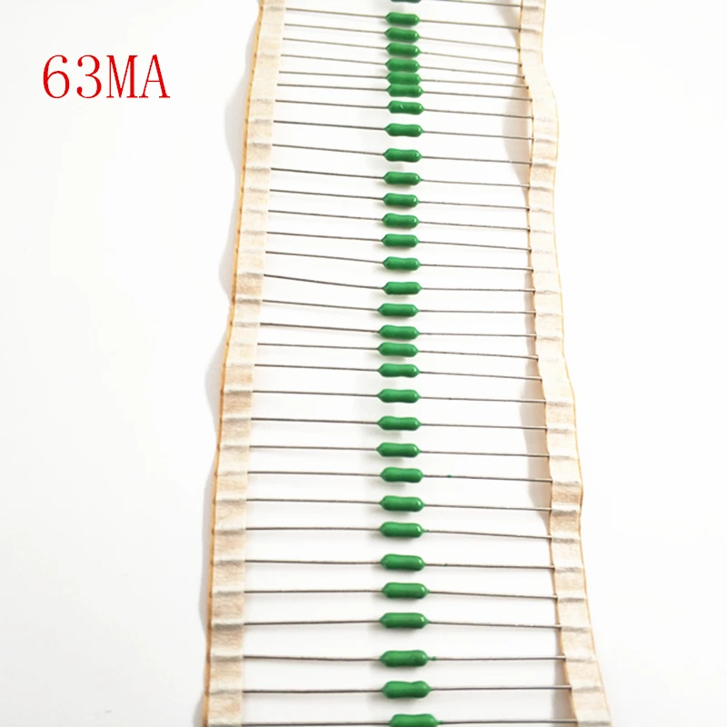 

50pcs/LOT 63mA 125V/250V 2.4*7mm Axial Lead Green Fuse 0.063A 2.4 x 7 Fast Blow PICO Resistance Fuse