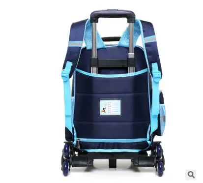 Saco de trole 3D infantil com rodas para escola, Kids Rolling Bag on Wheels, Bolsa de viagem, mochila, 6 rodas