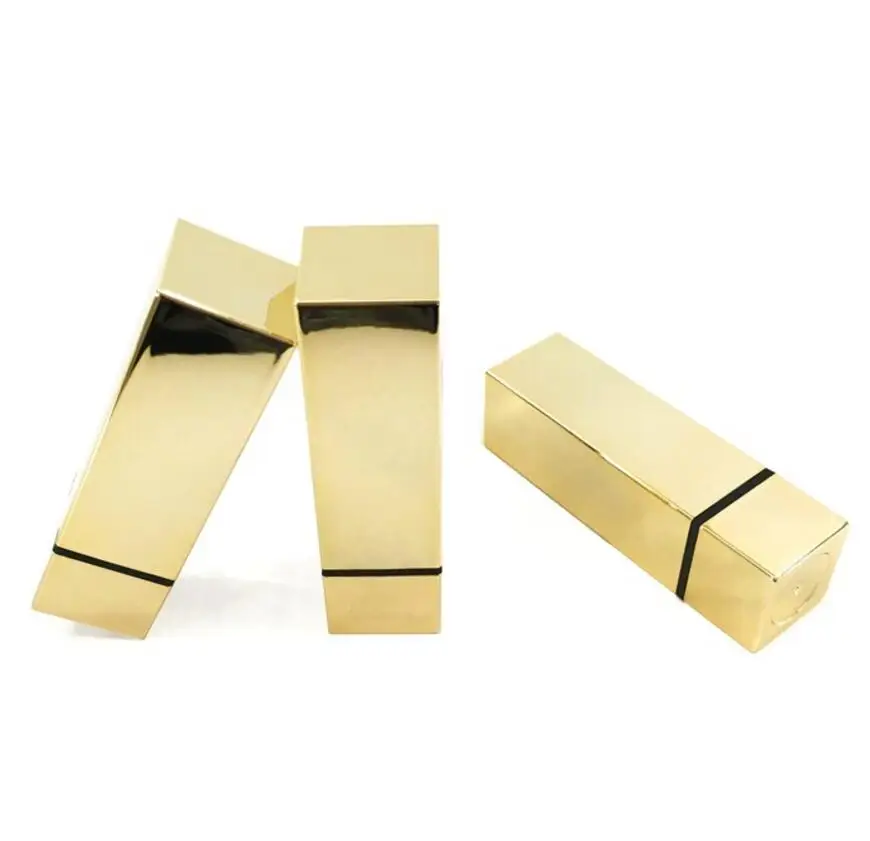 200pcs empty high grade square shiny golden lipstick tube inner cup dia 12.1 mm suitable for lipstick