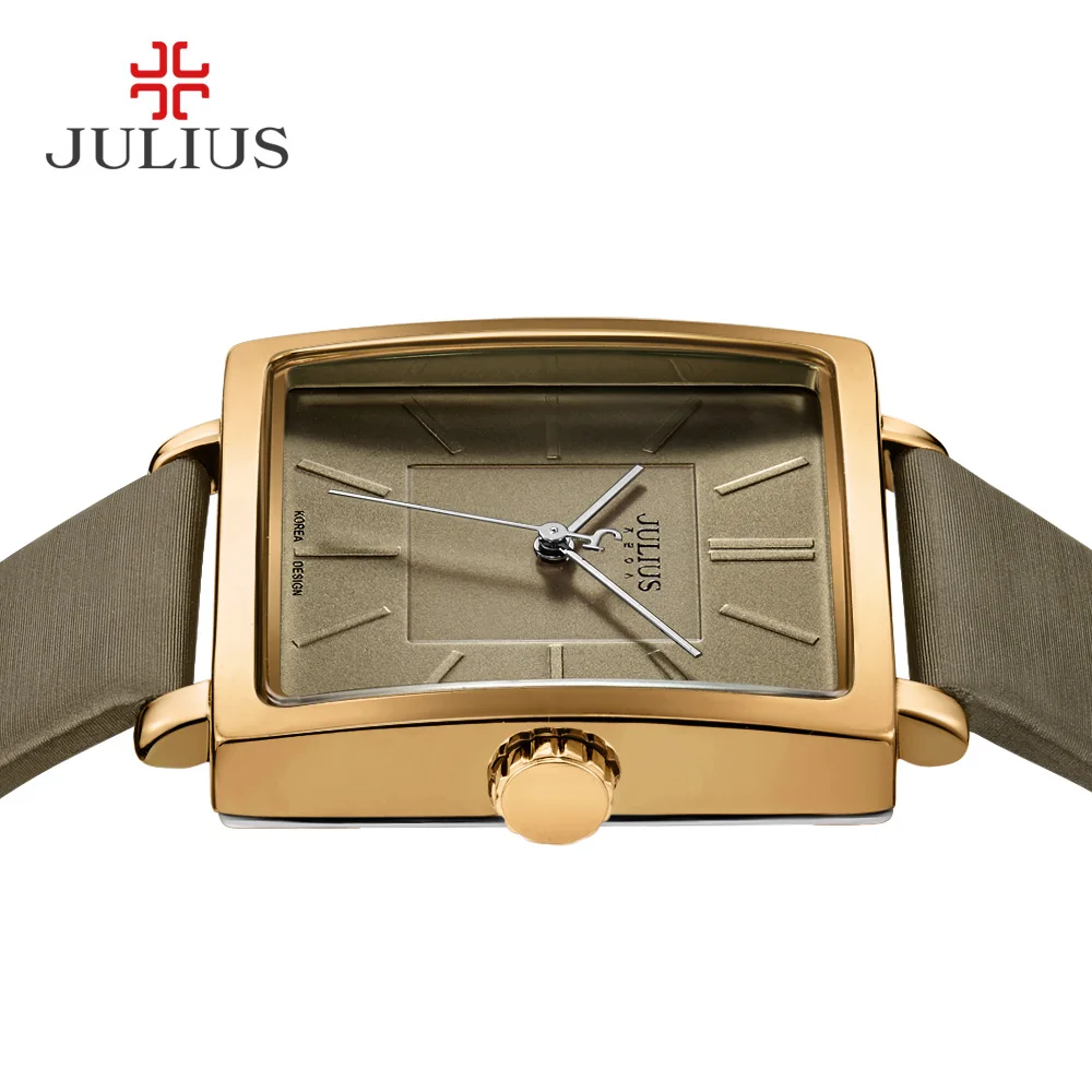 Orologi al quarzo di marca Julius orologio da donna bracciale in pelle quadrata dorata moda Casual Whatch Ladies promozione a buon mercato Relojes JA-354