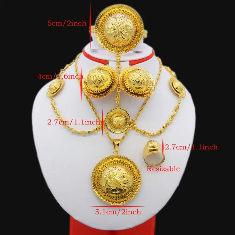 Adixyn New Traditional Festival Jewelry 24K Gold Color Party/Wedding Ethiopian/African Women Fashion Jewelry Set