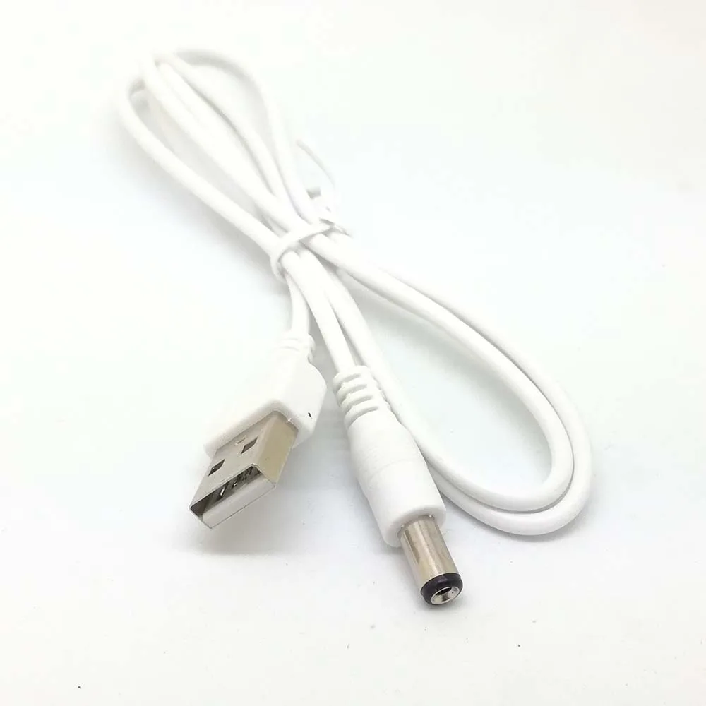 new white PC Laptop USB Male to 5V DC 5.5mm x 2.1mm Barrel Connector Power Cable charger cable