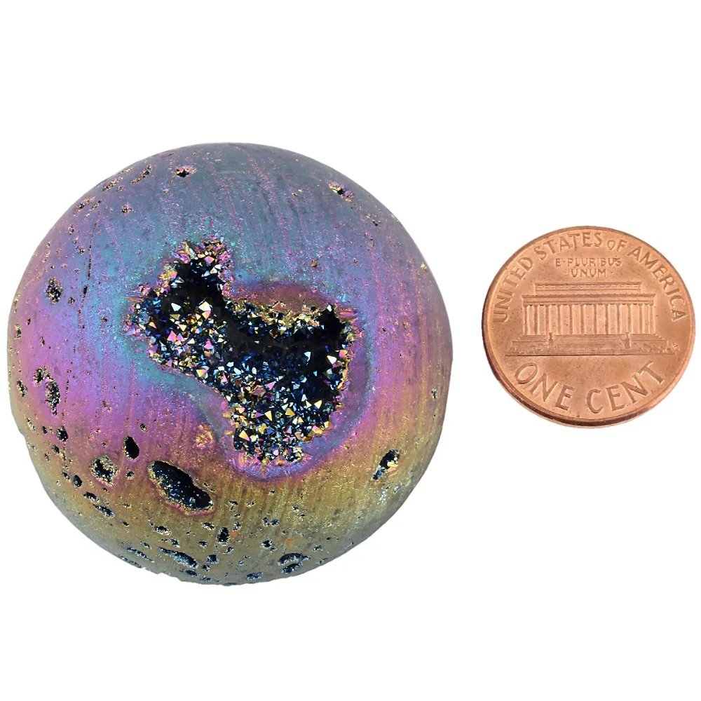 TUMBEELLUWA Titanium Coated Druzy Geode Sphere,Crystal Quartz Agate Gem Stone Egg/Ball,Sculpture Figurine Healing