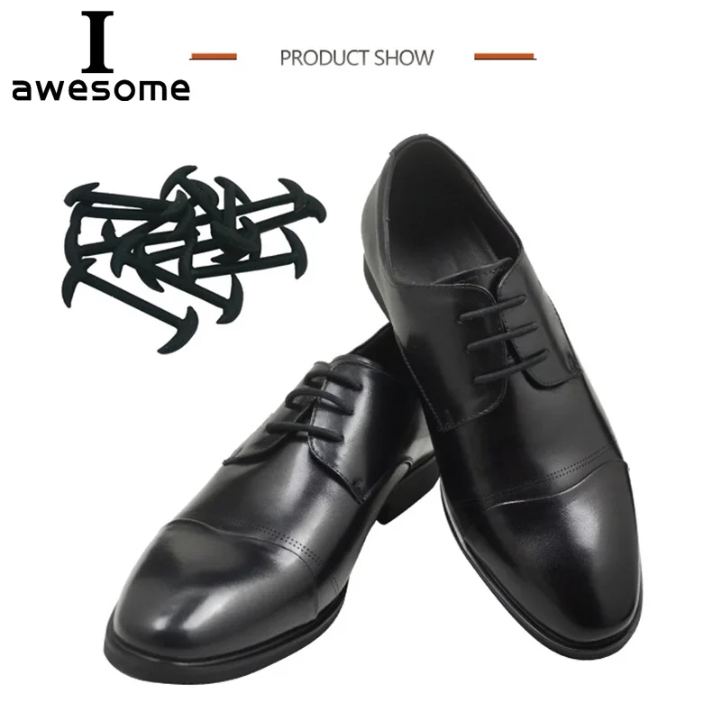 12Pcs/set Lazy No Tie Shoelaces for Men Women Leather Shoes 3 Colors Elastic Silicone Shoe lace Suitable High Quality