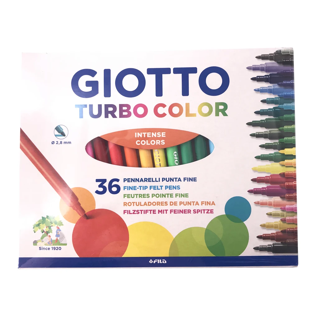 

GIOTTO TURBOCOLOR 36colors Markers Child Washable Safe Non-toxic Fine Marker Pen Watercolor Pens Markers