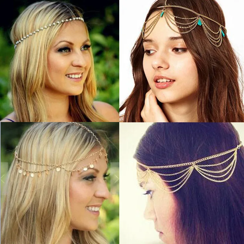 1pcs Vintage Faux Crystal Pearl Tiara Drop Bridal Headband Wedding Hair Accessories