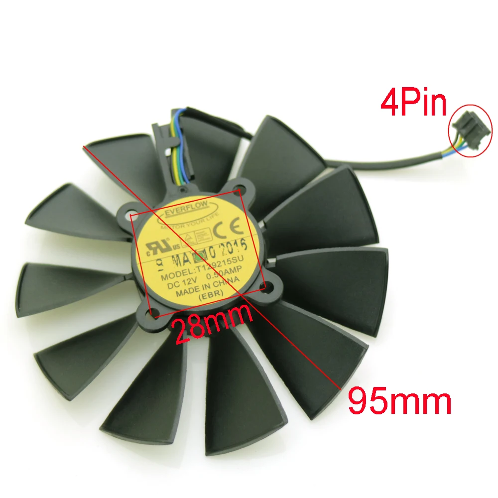 T129215SU 12V 0.5A 95mm VGA Fan For ASUS GTX780 GTX780TI R9 Graphics Card Cooling Fan