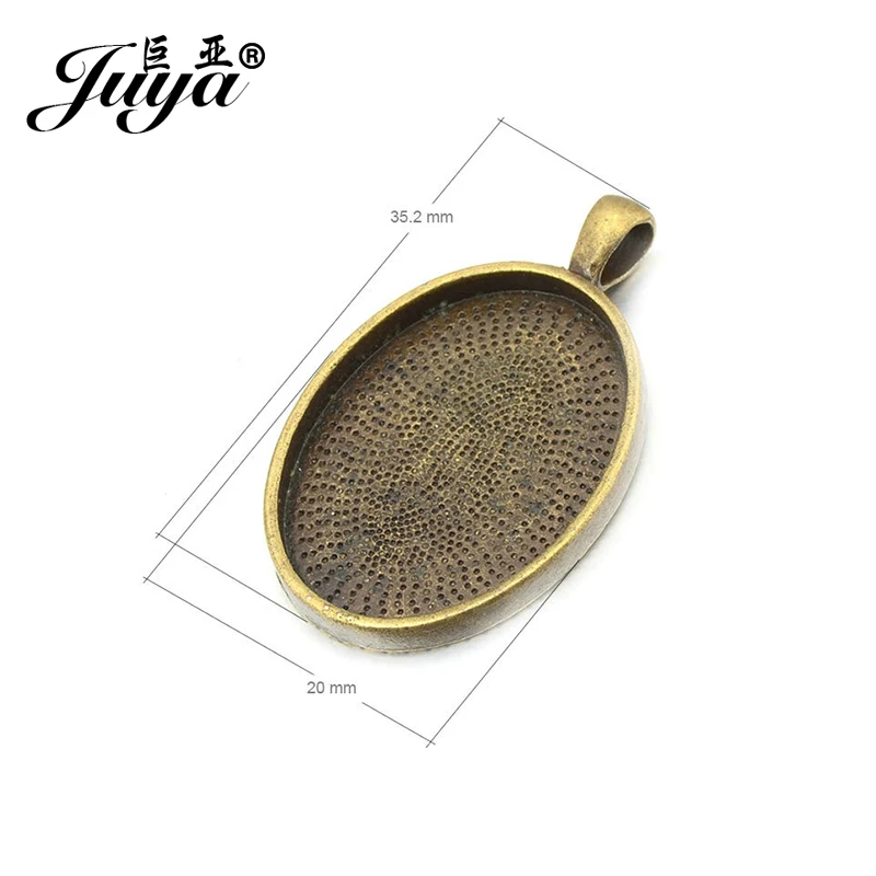 JUYA 10pcs Oval Pendant Settings Cabochons Bases Bezel Trays 18x25mm Cabochon Cameo DIY Necklace Jewelry Making Findings Crafts