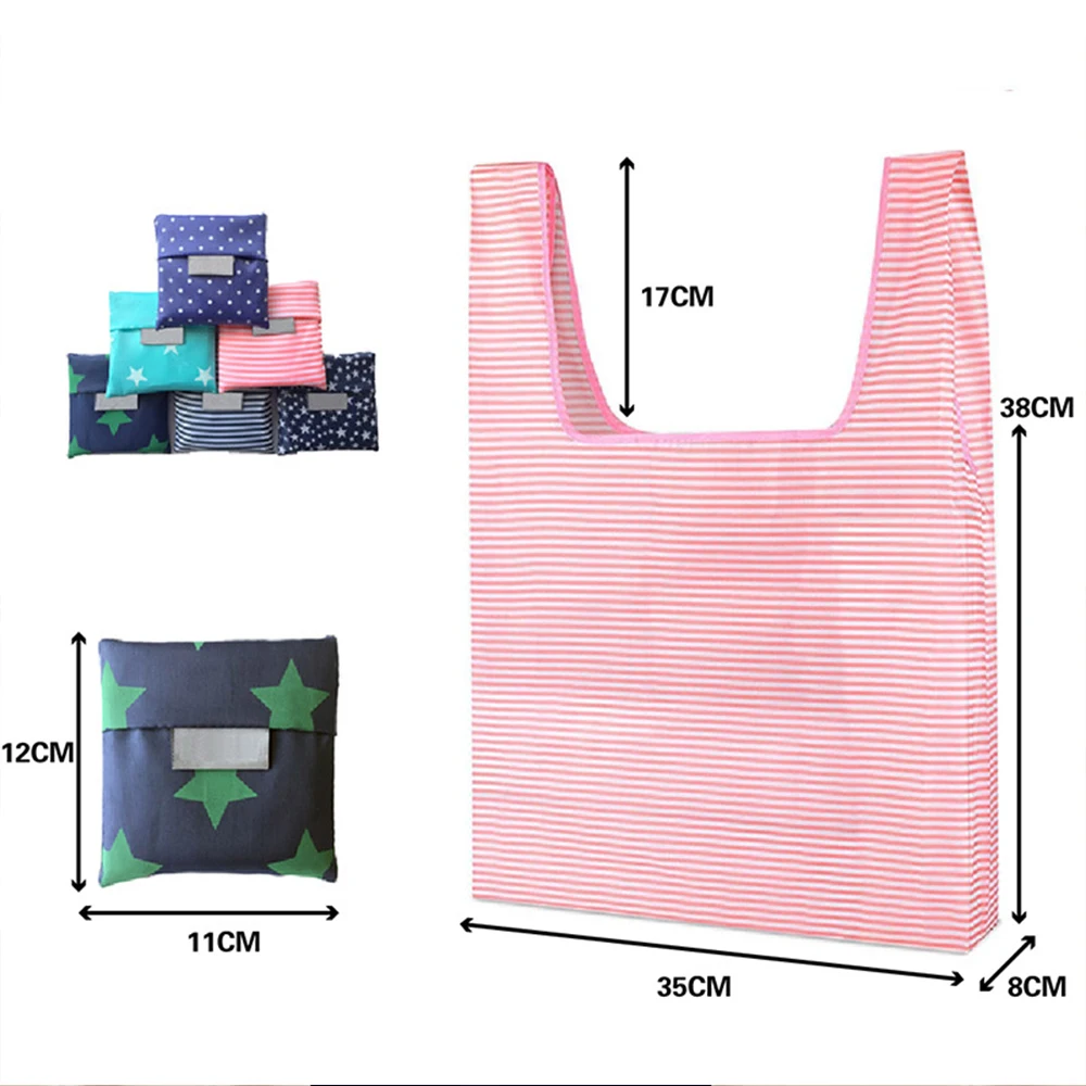 Women Shopping Bags Hot Creative Environmental Storage Bag Fashion Printing Foldable Green Tote Folding Pouch Handbags Storage