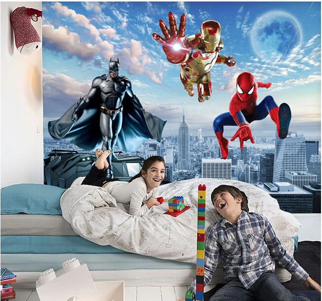 

Custom papel DE parede infantil, hero alliance wallpaper for children room bedroom wall waterproof fabric papel DE parede