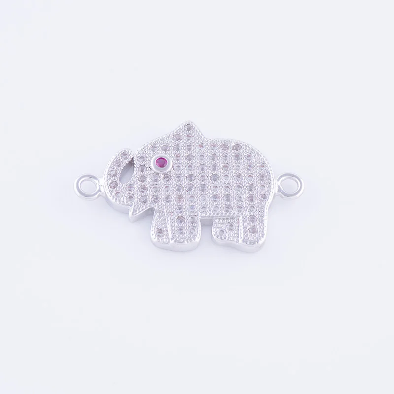 5 pieces Cute Zircon Elephant Charms Connectors For Bracelet Jewelry Making Wholesale Copper Micro Pave Animal Charms Bijoux