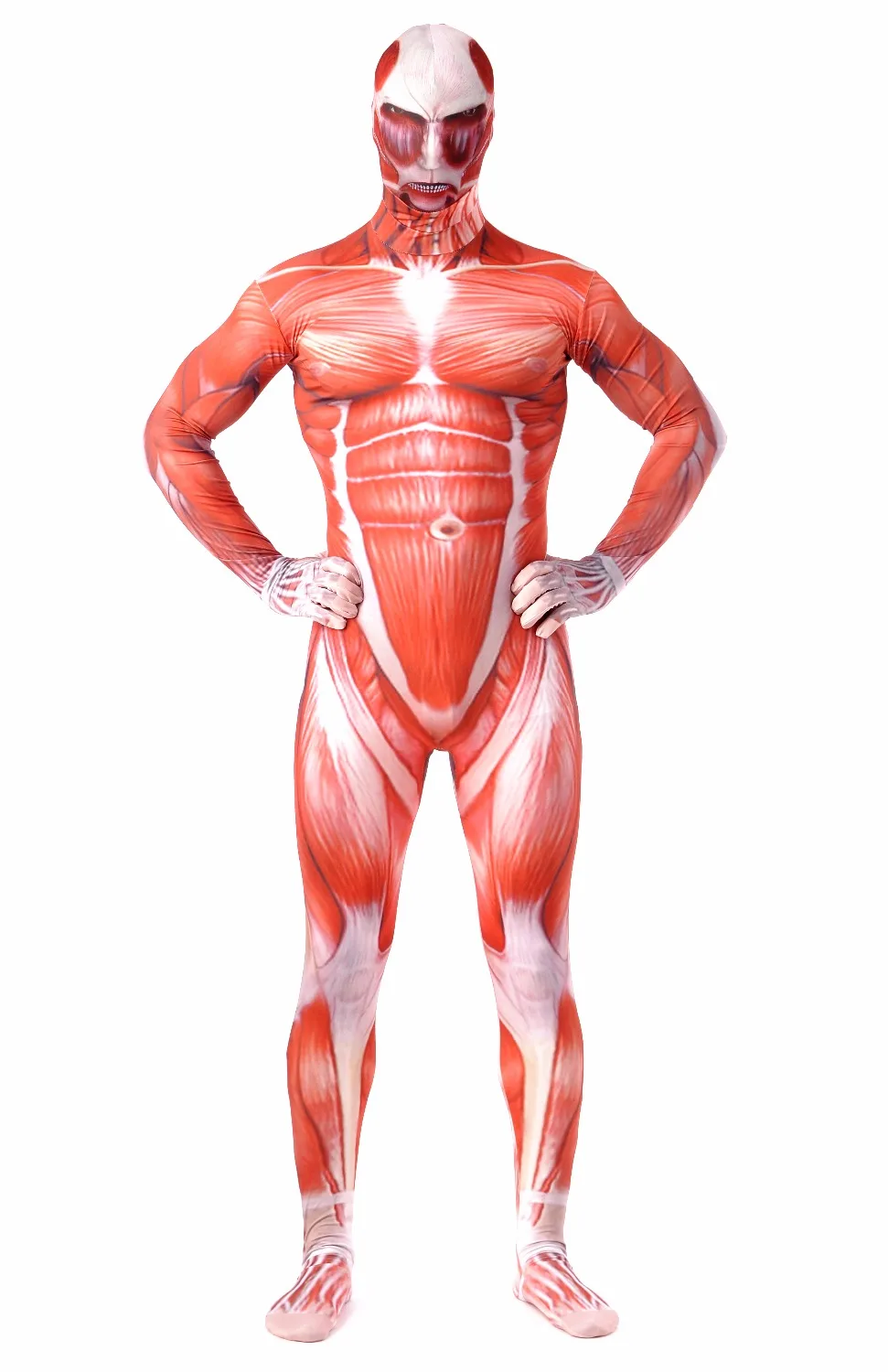 Breathable Attack On Titan Cosplay Costume Zentai Suit Muscle Men's Full Body Spandex Lycra Suit One Piece Spandex Catsuits