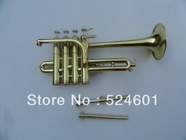 U.S Professional Bb Piccolo Trumpet Brass Gold Lacquer Surface Trumpet Three Tone Trumpet High Quality Monel Piston With Case