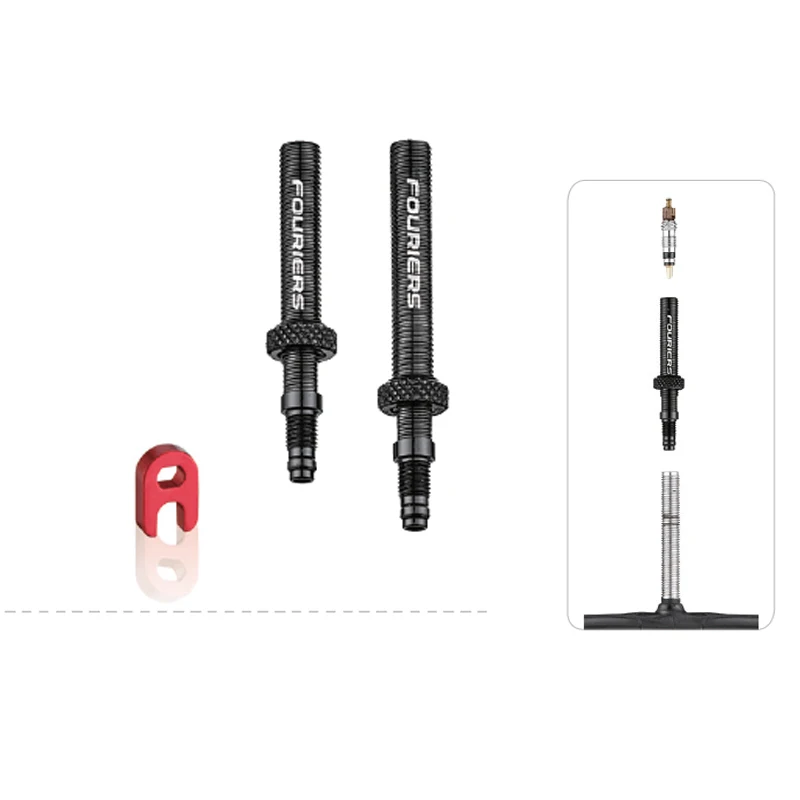 Fouriers CNC Alloy Tubeless Presta Valve Extension Extender with Nut 40mm 60mm Removable