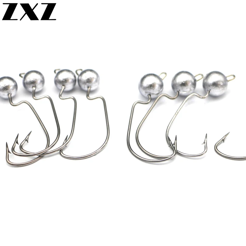 Lead Head Crank Hook 4pcs 3.5g/5g/7g Offset Hooks Wide Belly Sharp Crank Hook Soft Bait Fishing Hooks Lure Jig Hooks Fishhooks