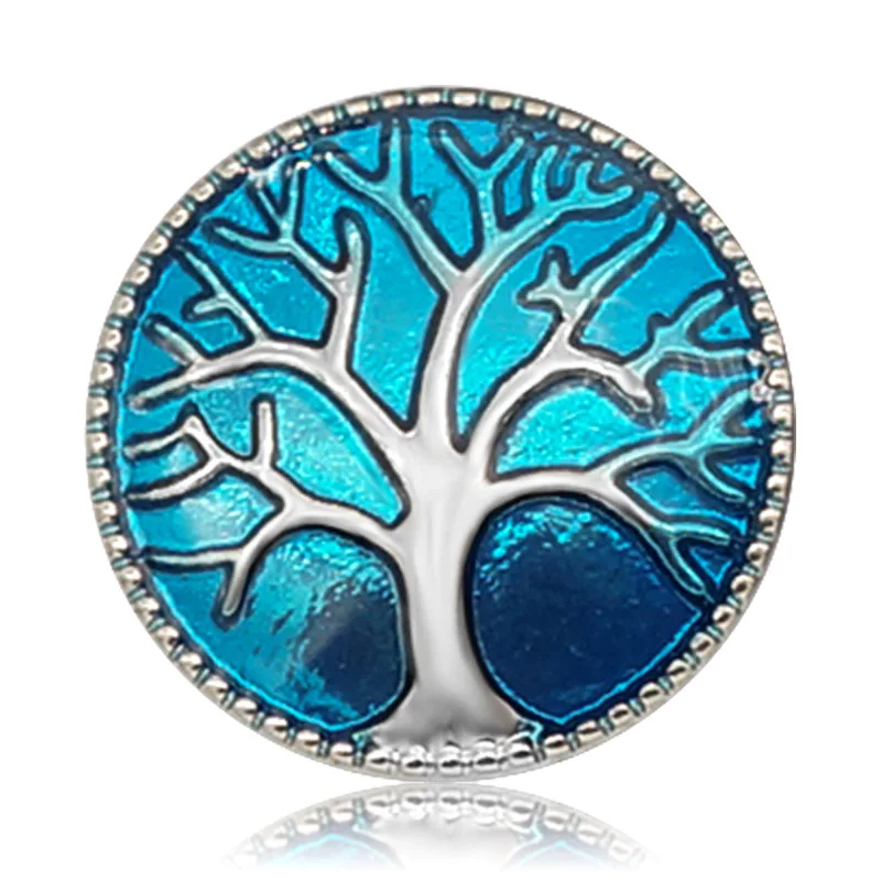 New KZ3080 Beauty Charm Colorful Life tree 18MM Metal snap buttons 4colors for DIY snap jewelry wholesale