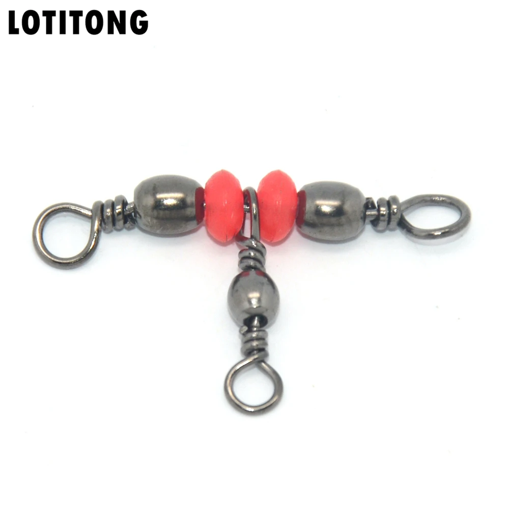 

LOTITONG 20Pcs 3 Way Brass Rolling Barrel Swivel Fishing Line Sinker Slides Hook Shank Clip Connector Swivels