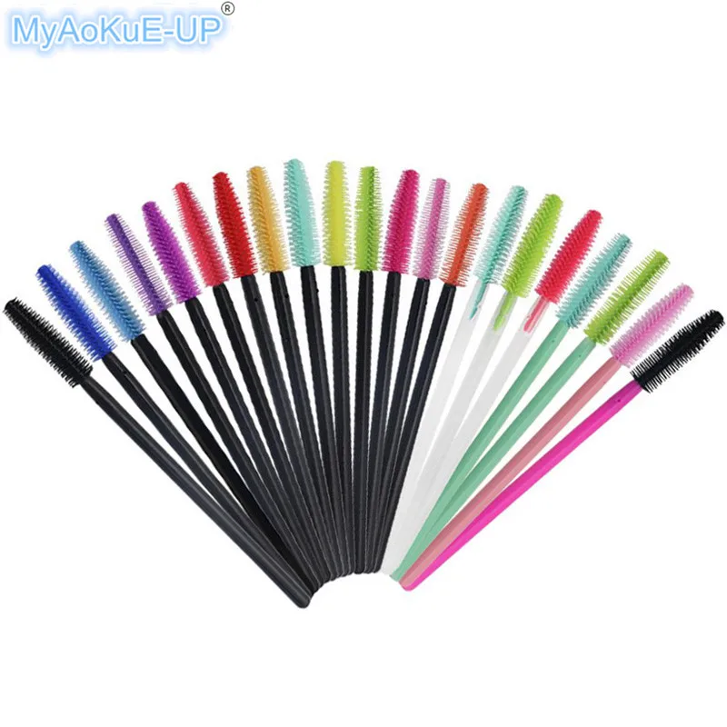 500pcs/lot professional 15 colors mascara wands applicator makeup brushes eyelash extension disposable silicone eyelash brushes