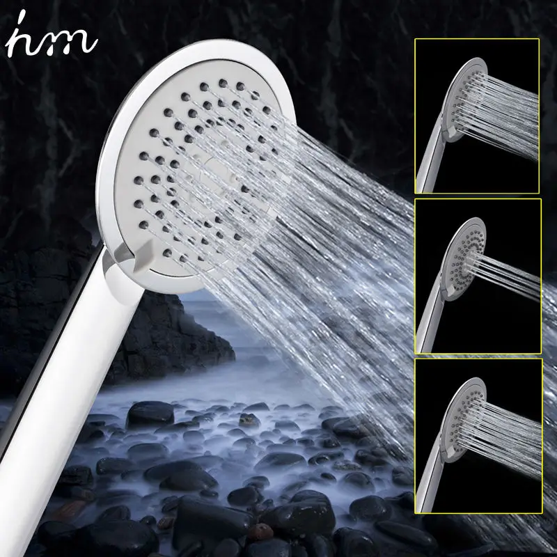 hm Multi Function Hand Shower 3 Ways Chuveiro Douchekop Mist Showerheads Three Water Round Handheld Faucets Sprayer