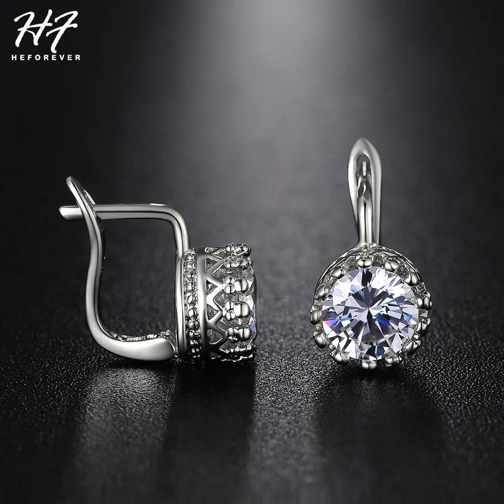 Crown Style Wedding Earrings For Women Rose Gold Color Vintage Shiny Cubic Zircon Crystal Jewelry Women\'s Earing E610 E611