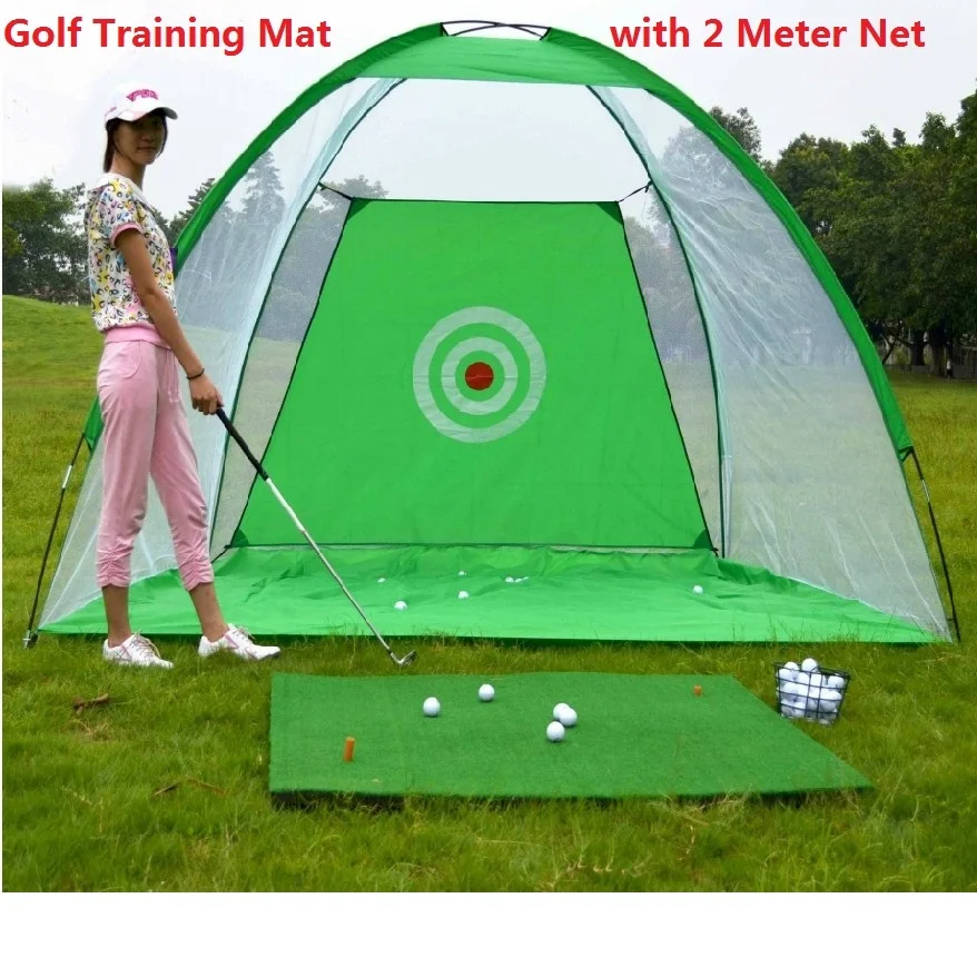 Golf Training Cages Practice net Training Aid with Free 30*60cm Golf Chipping Driving Practice Mat