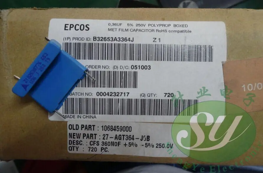 

2019 hot sale 20PCS/50PCS EPCOS for 0.36uf/250v 0.33uf 330nf u33 334 22MM The new B32653A3364J free shipping