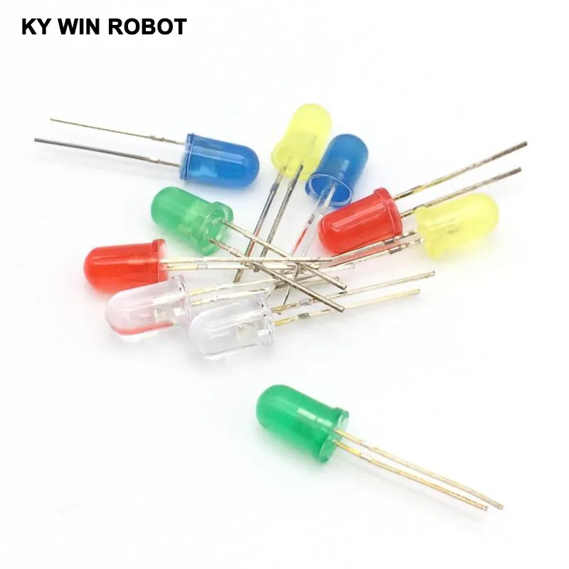 10pcs 5mm LED diode Light Assorted Kit DIY LEDs Set White Yellow Red Green Blue electronic diy kit Hot sale