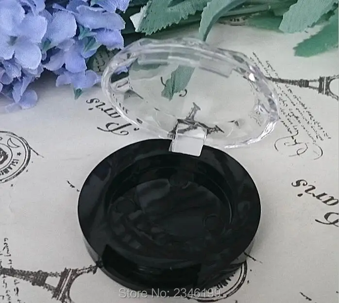 2G 2ML Round Plastic Packing Box Lipstick Eyes Powder Case  Packing Box Black Bottom Transparent Diamond Lid, 50pcs/Lot