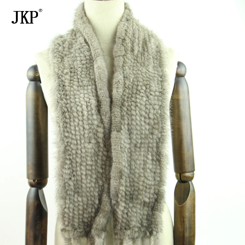 New winter men and women mink fur Scarf  with tassels Knitted mink scarf scarves