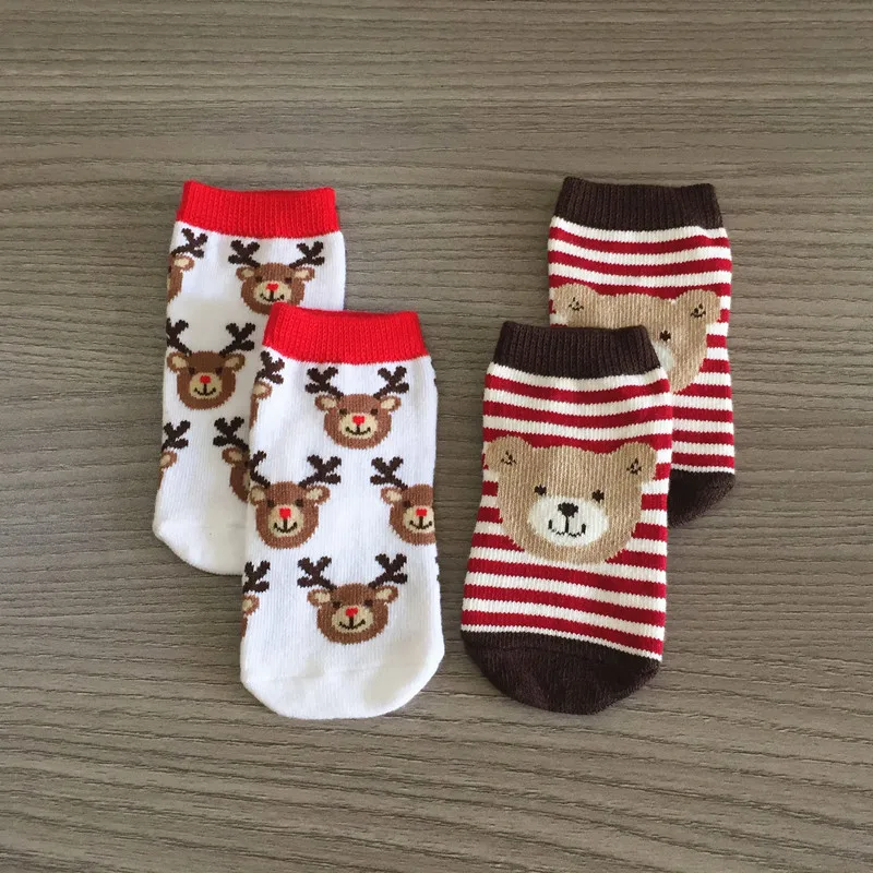 Baby Socks Cotton Cute Animal Socks Baby Christmas Socks Deer Bebe Boys Girls Santa Newborn Patterned Footwear Red Brand (0-12M)