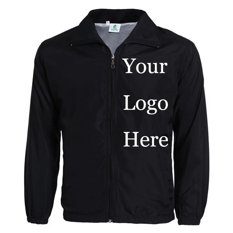 Custom Printing LOGO Designer Windbreaker Jacket Embroidery DIY  Photos Thin Wind proof Coat Jackets