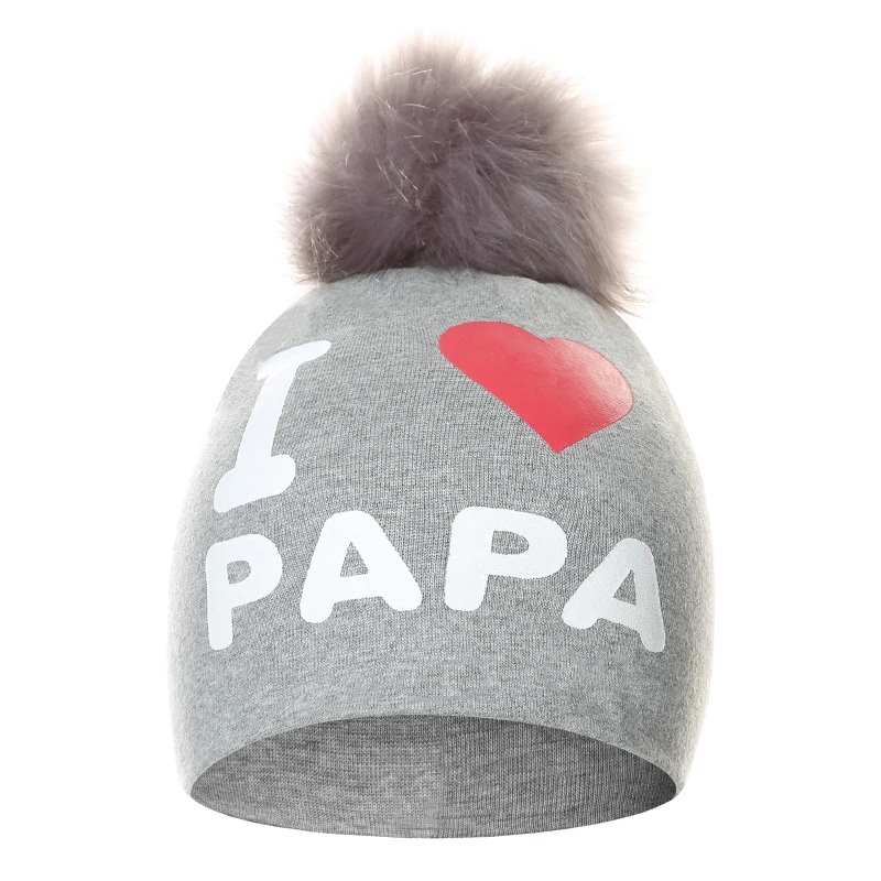 Baby Toddler Girls Boys knitted Pompom Hat  Cute I Love PAPA MAMA Beanie Caps Children Hats Bonnet Skullies Beanies for Kids