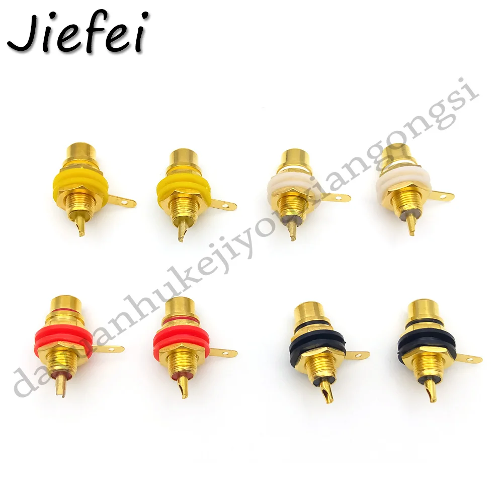 40Pcs 4 color Gold Plated Panel Mount RCA Female plug Jack Audio Socket Amplifier Chassis Phono Connector with nut solder