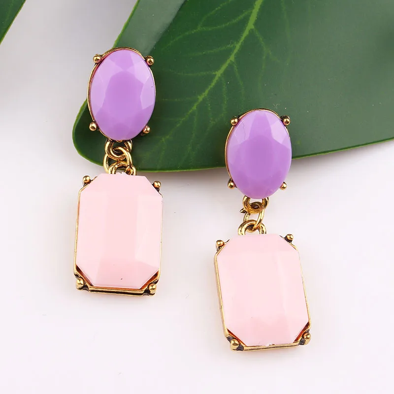 Multicolor Square Candy Drop Earrings Pendant Fashion Jewelry for Women 2018 New Fashion Party Wedding Engagement Earrings