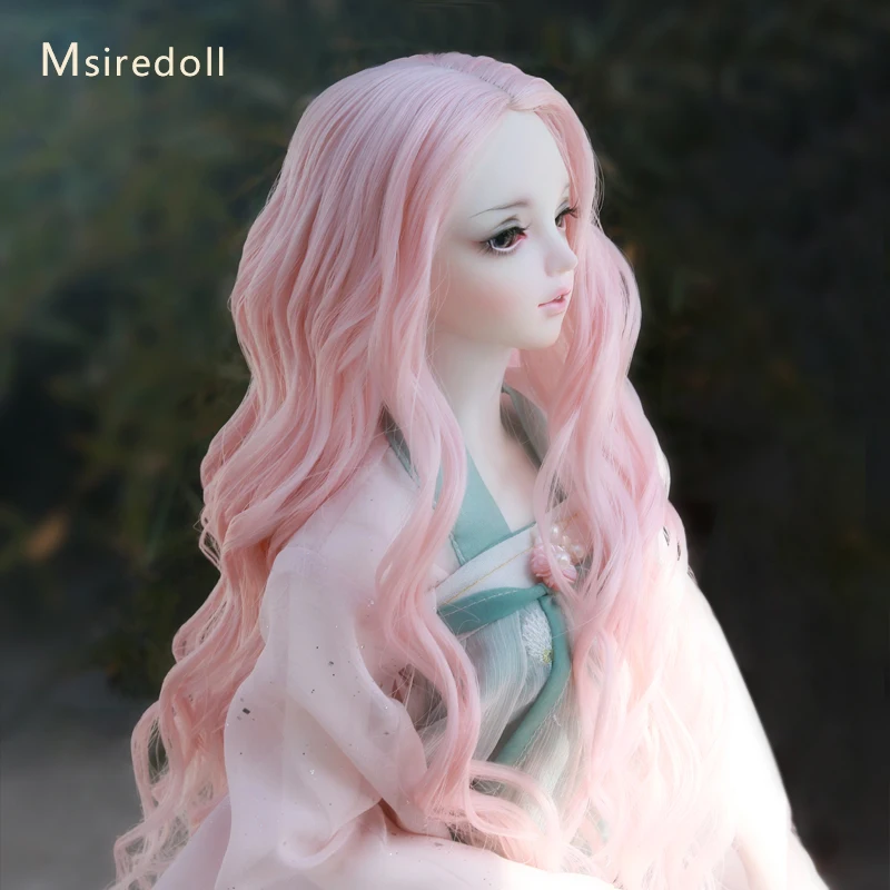 Msiredoll 볼 조인트 인형 액세서리 BJD 1/3 가발 내열성 섬유 가발 큰 물결 모양의 머리 중국산