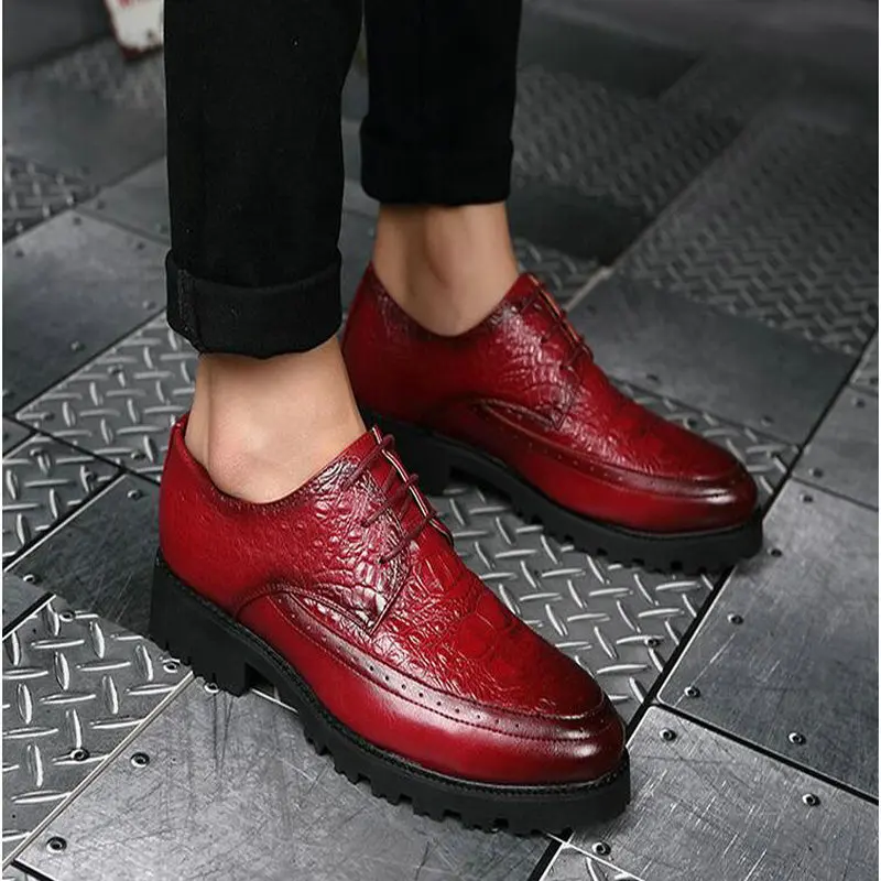 Luxury Brand Men Oxfords Shoes Wedding Party Brogue Shoes Crocodile pattern Men Dress Shoes Leather Formal Business shoes LH-95
