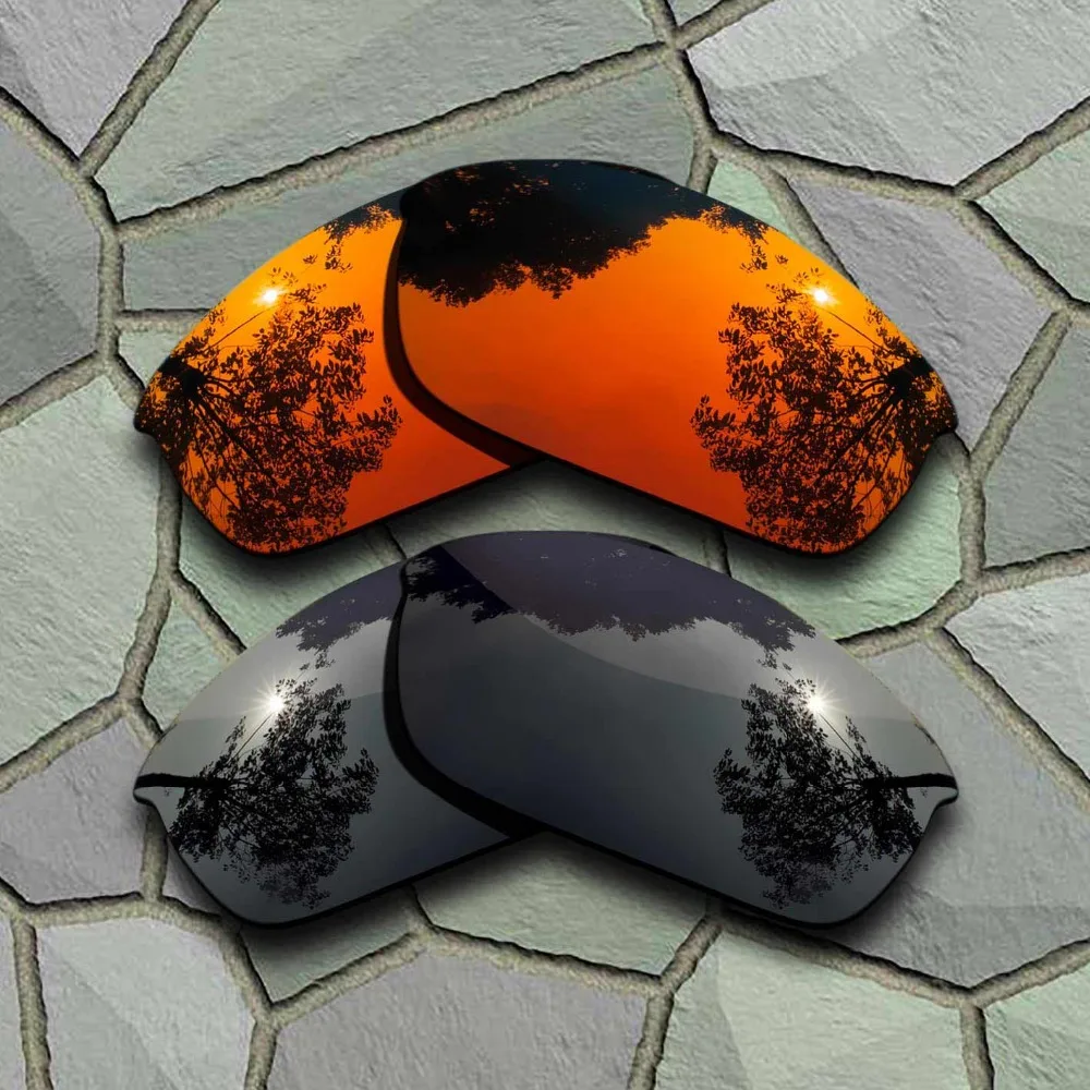 Grey Black&Red Orange Anti-Scratch Polarized Replacement Lenses for Oakley Flak Jacket