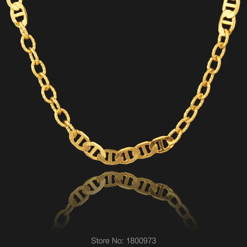 Adixyn Unique Desigh Figaro Chain Gold Color Necklace For Womens Men Fashion Jewelry