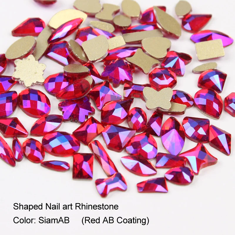 Hot sale Red AB coating Shaped Rhinestone 22 styles Crystals and Stones For 3D Nail Art Decoration Free shipping