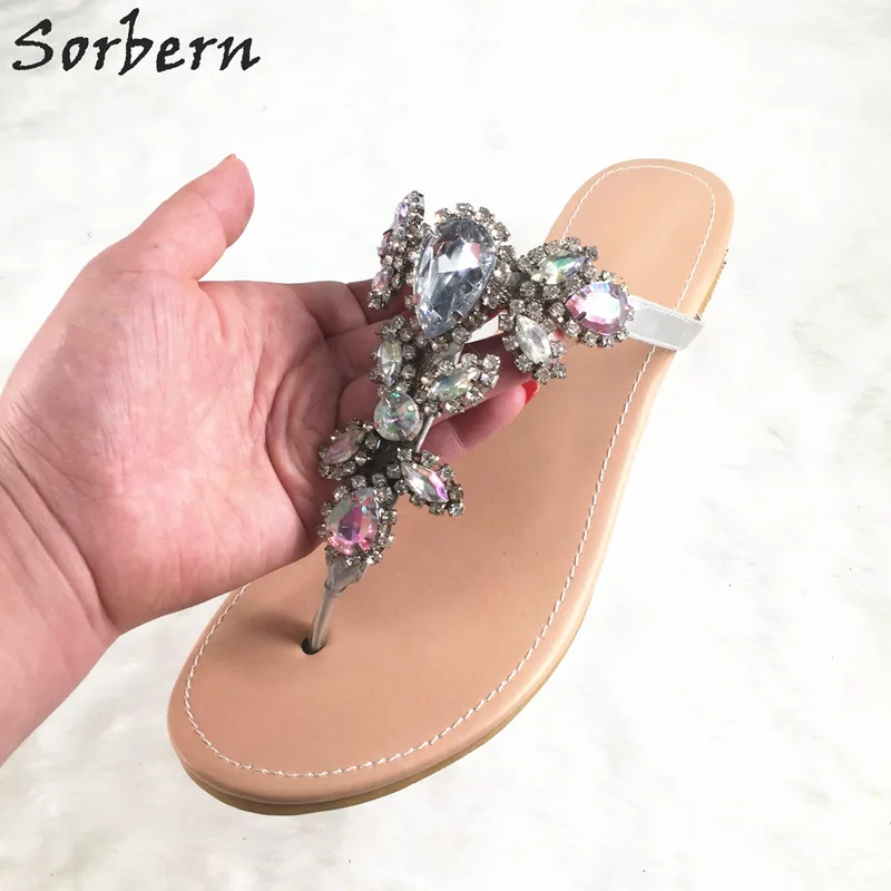 

Sorbern Clear Crystals Flip Flop Slippers Women Flat Heels Ladies Slides Ladies Flat Shoes Women Summer Style Rhinestones Sandal