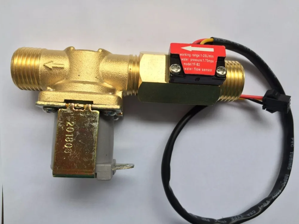 LOUCHEN ZM LCD Controller Flowmeter +110V-220V Power Adapter + Brass G1/2 Flow Sensor And Solenoid