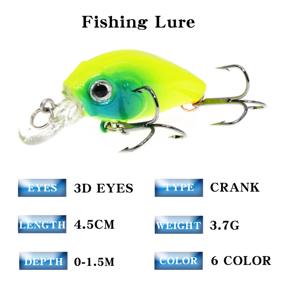 LEOSPORT 4.5cm 3.8g Crankbait Fishing Lure Artificial Hard Crank Bait Bass